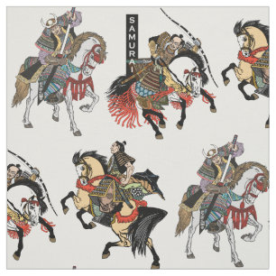 Japanese samurai horseman fabric