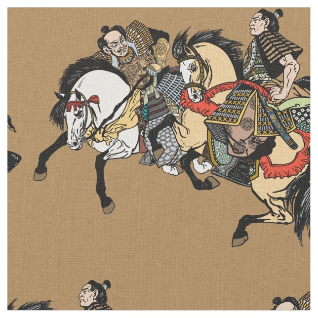 Japanese samurai horseman fabric (Close Up)