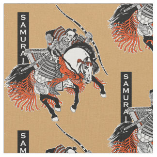 Japanese samurai horseman fabric
