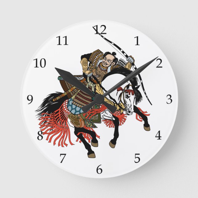 Japanese samurai horseman round clock (Front)