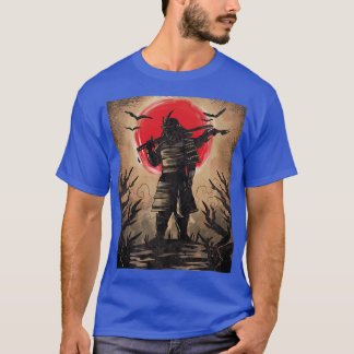 Japanese Samurai in Armour with Katana red sun aft T-Shirt
