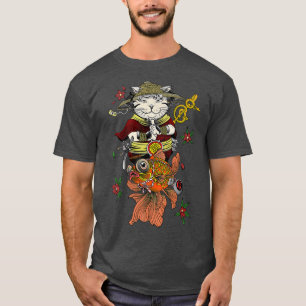 Japanese Samurai Katana Ninja Cat and Koi Fish Car T-Shirt