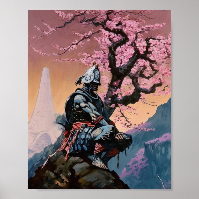 Japanese Samurai Meditating Poster (Front)