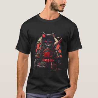 Japanese Samurai Ninja Cat Kawaii Tattoo Graphic P T-Shirt