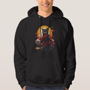 Japanese Samurai Ninja Cat Retro Tattoo Graphic 28 Hoodie