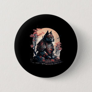 Japanese Samurai Ninja Dog Tattoo Graphic For Men  6 Cm Round Badge