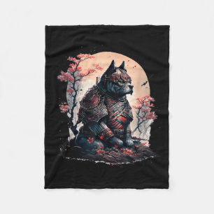 Japanese Samurai Ninja Dog Tattoo Graphic For Men Fleece Blanket