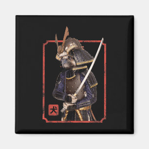 Japanese Samurai Ninja Pug Dog Lover Kawaii Tattoo Magnet