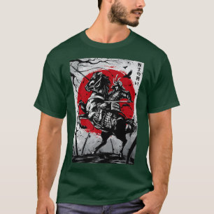 Japanese Samurai on Horseback Ink Wash Painting So T-Shirt