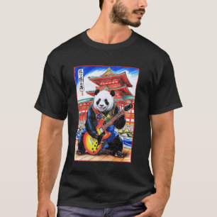 Japanese Samurai Panda Playing Electric Guitar Uki T-Shirt