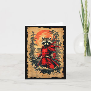 Japanese Samurai Raccoon Warrior Vintage Style Gra Card