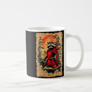 Japanese Samurai Raccoon Warrior Vintage Style Gra Coffee Mug