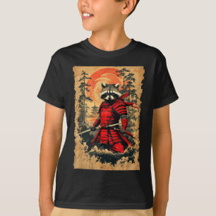 Japanese Samurai Raccoon Warrior Vintage Style Gra T-Shirt