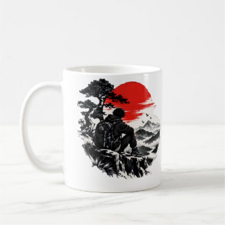 Japanese Samurai Rising Sun Coffee Mug | Aesthetic