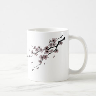 Japanese Samurai × Sakura Ink Art Coffee Mug