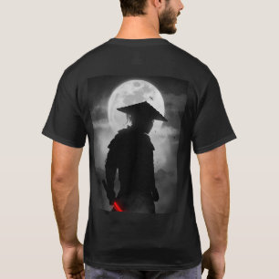 Japanese Samurai Silhouette Red Katana & Full Moon T-Shirt