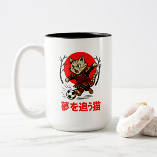 Japanese Samurai Soccer Anime Neko Dream Chaser Two-Tone Coffee Mug