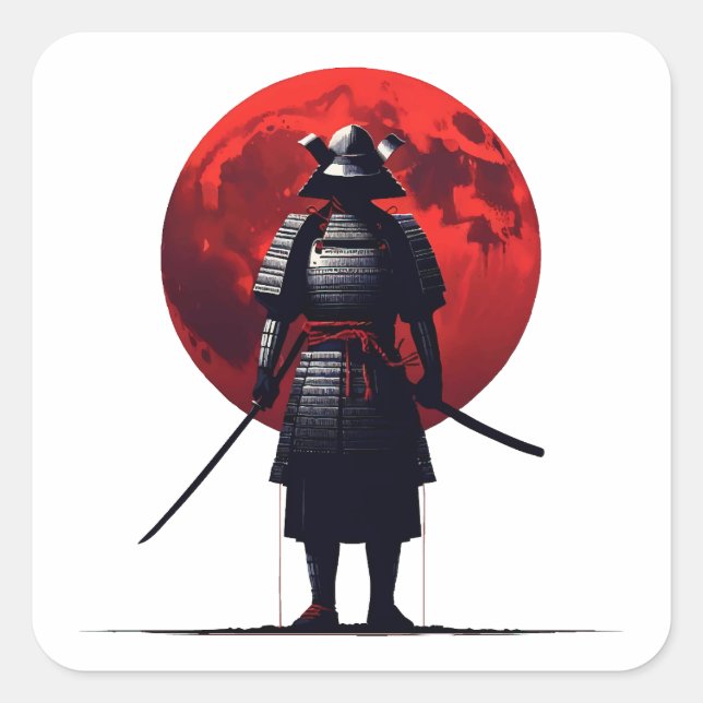 Japanese Samurai Square Sticker (Front)