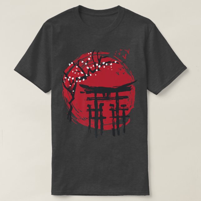 Japanese Samurai Temple Red Sun  (2) T-Shirt (Design Front)