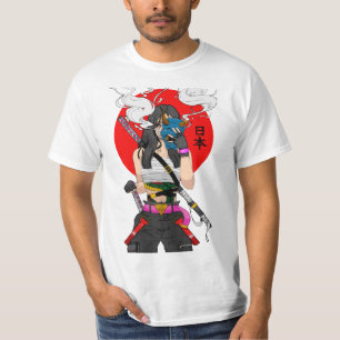 Japanese Samurai Vaporwave Cool Girl  T-Shirt