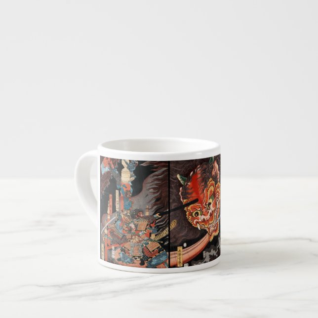 Japanese Samurai vs. Oni Battle Espresso Cup (Front Left)