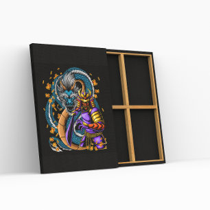 Japanese Samurai Warrior and Dragon Poster