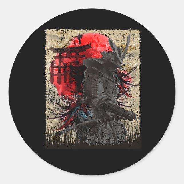 Japanese Samurai Warrior Classic Round Sticker (Front)