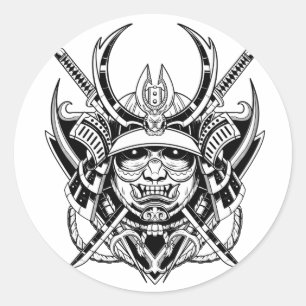 Japanese Samurai Warrior  Classic Round Sticker