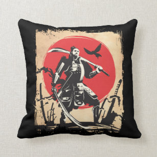 Japanese Samurai Warrior Japan Swordsmen Hero Cushion