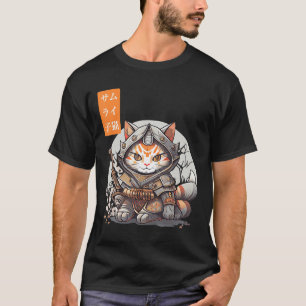 Japanese Samurai Warrior Kawaii Cat Anime Lover T-Shirt