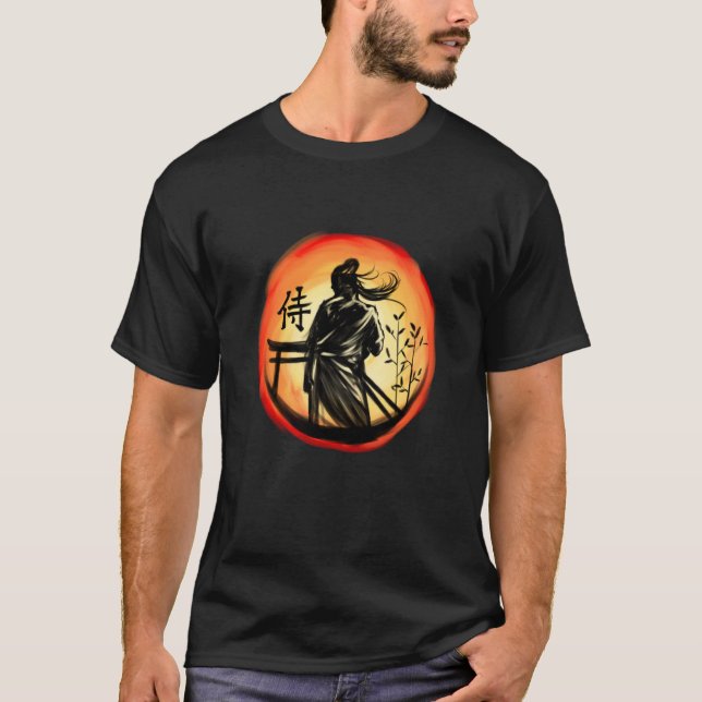 Japanese Samurai Warrior Lone Bushido Warrior T-Shirt (Front)
