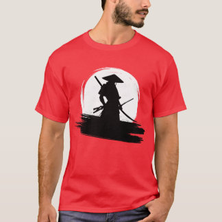 Japanese Samurai Warrior Silhouette Katana Moon T-Shirt
