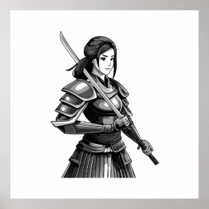 Japanese samurai warrior - woman poster