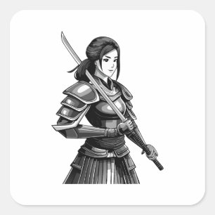 Japanese samurai warrior - woman square sticker