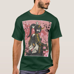 Japanese Samurai Warriors With Sakura Flower  T-Shirt