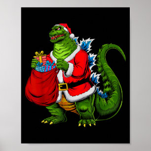 Japanese Santa Christmas Kaiju Funny Art Men Women Poster