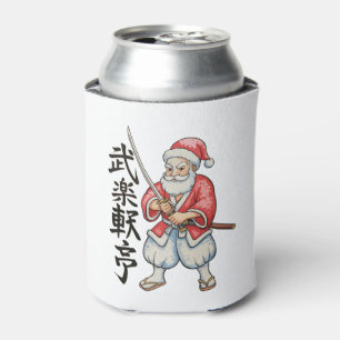 Japanese Santa Samurai Christmas Xmas Holiday Can Cooler