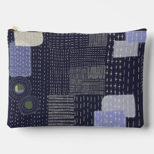 Japanese sashiko stiches resembling pattern accessory pouch
