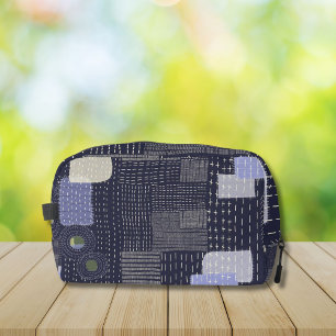 Japanese sashiko stiches resembling pattern dopp kit