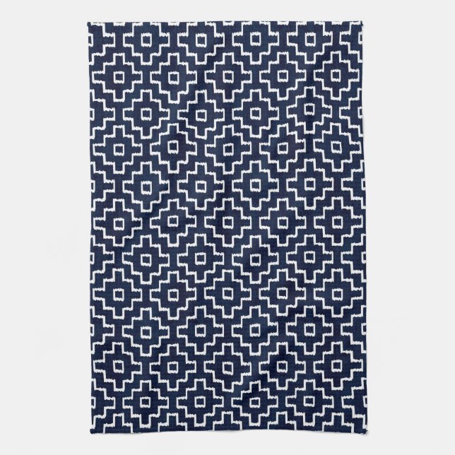 Japanese Sashiko Textured Pattern | Traditional Tea Towel (Vertical)