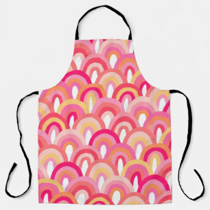 Japanese scallops seamless pattern, colourful rain apron