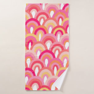 Japanese scallops seamless pattern, colourful rain bath towel