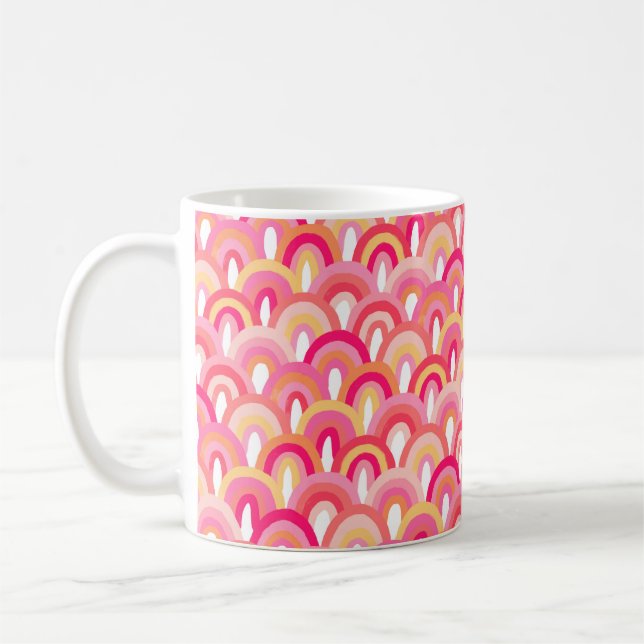 Japanese scallops seamless pattern, colourful rain coffee mug (Left)