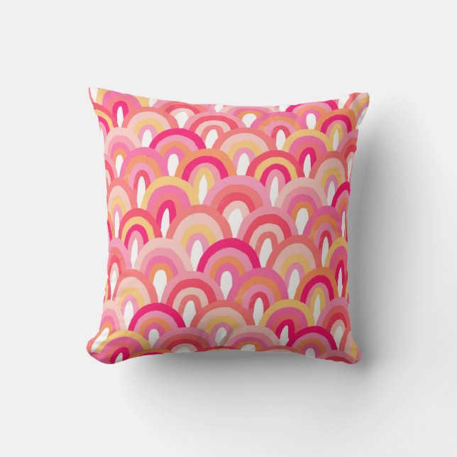 Japanese scallops seamless pattern, colourful rain cushion (Front)