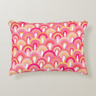 Japanese scallops seamless pattern, colourful rain decorative cushion
