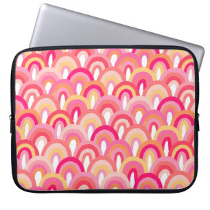 Japanese scallops seamless pattern, colourful rain laptop sleeve