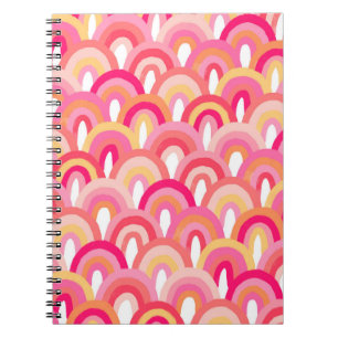 Japanese scallops seamless pattern, colourful rain notebook