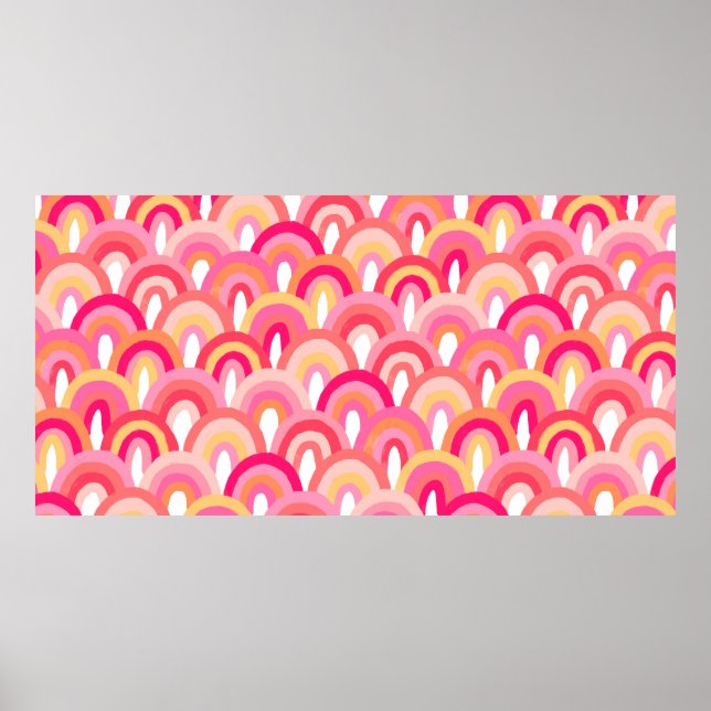 Japanese scallops seamless pattern, colourful rain poster (Front)