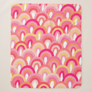 Japanese scallops seamless pattern, colourful rain sherpa blanket