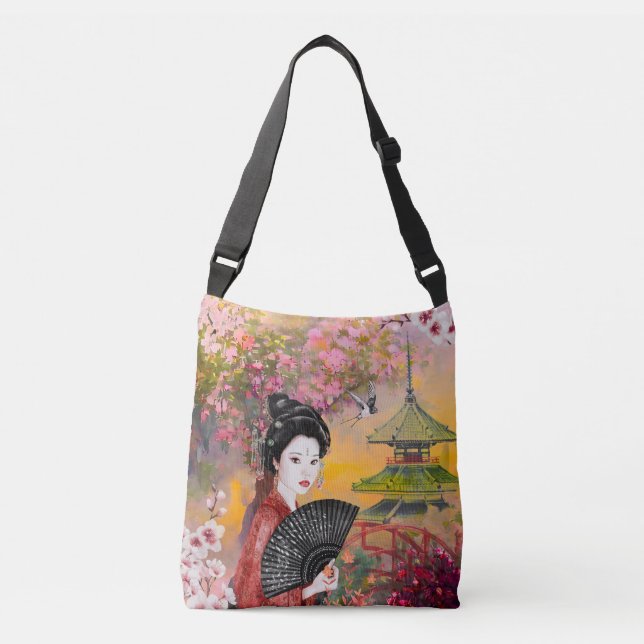 Japanese Scene With A Woman Crossbody Bag (Front)